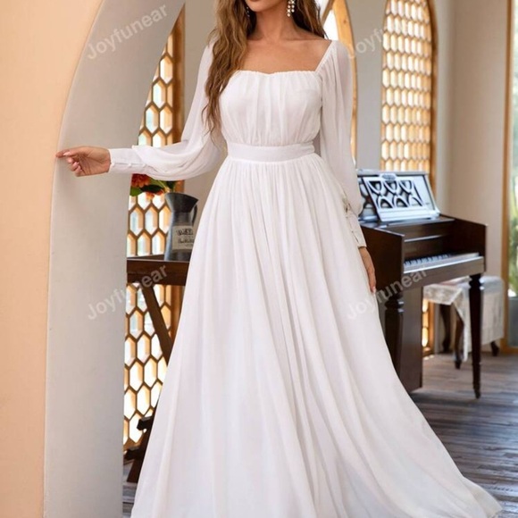 Women's Solid Color Rhinestone Collar Casual Lantern Sleeve Loose Hem Dress NWOT - Picture 7 of 10